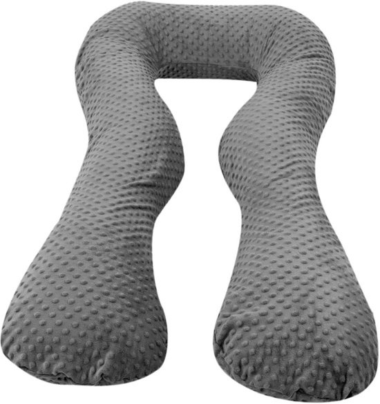 Voedingskussen zwangerschapskussen - 300 cm - grijs Minky dots
