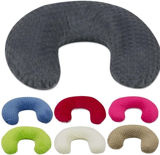 Voedingskussen zwangerschapskussen - 300 cm - grijs Minky dots