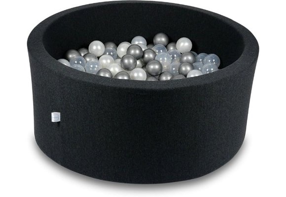 Ballenbak - rond - grafiet - 300 ballen in grijs & parelmoer tinten - 90x40 cm