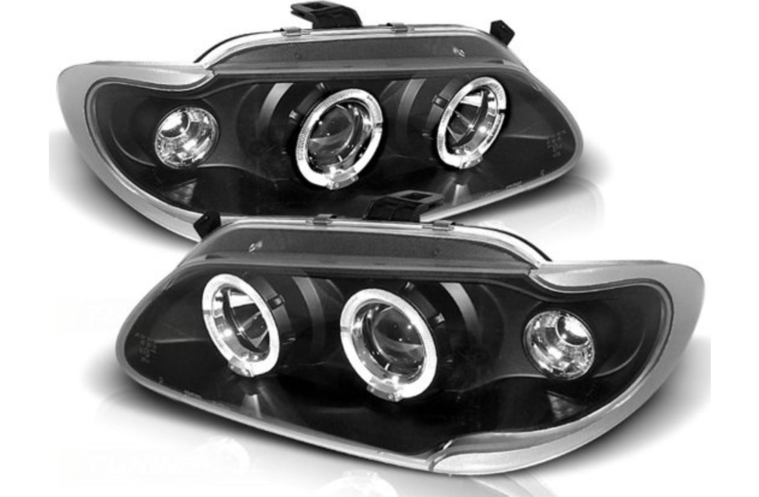 Koplampen dual halo rims geschikt voor RENAULT MEGANE / SCENIC 96-99 ANGEL EYES ZWART