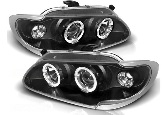 Koplampen dual halo rims geschikt voor RENAULT MEGANE / SCENIC 96-99 ANGEL EYES ZWART