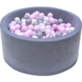 Ballenbak - stevige ballenbad -90 x 40 cm - 400 ballen Ø 7 cm - roze, wit, grijs