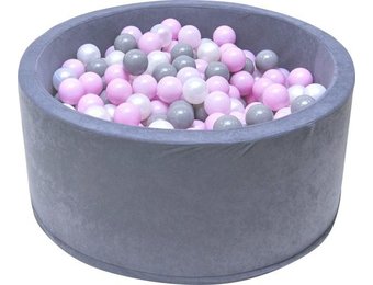Ballenbak - stevige ballenbad -90 x 40 cm - 400 ballen Ø 7 cm - roze, wit, grijs
