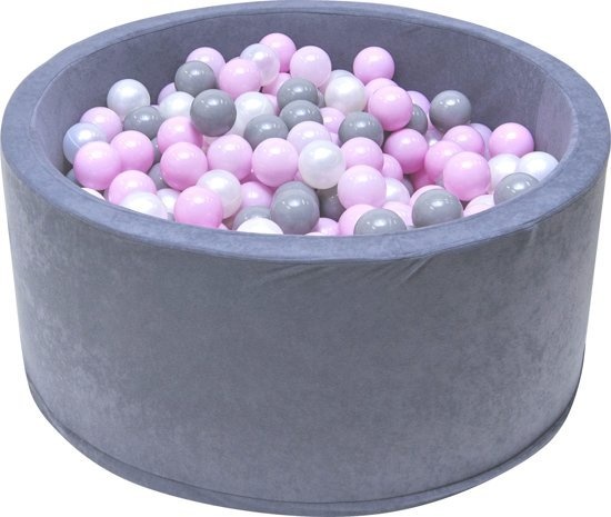 Ballenbak - stevige ballenbad -90 x 40 cm - 400 ballen Ø 7 cm - roze, wit, grijs