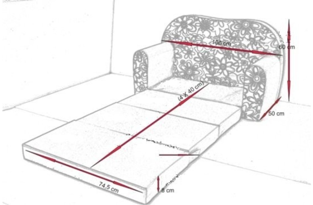 Kinder slaapbank set - logeermatras - sofa - 170 x 100 x 8 - slaapbank - roze - poesjes