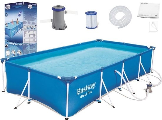 Bestway Steel Pro 400x211x81 cm - inclusief pomp & filters  buiten opzetzwembad rechthoek
