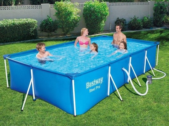 Bestway Steel Pro 400x211x81 cm - inclusief pomp & filters  buiten opzetzwembad rechthoek