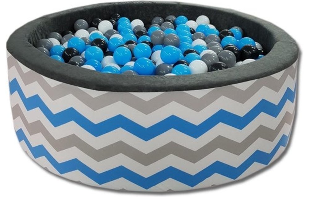 Ballenbak - 200 ballen - 90 x 30 cm - ballenbad - Gestreept - blauw grijs