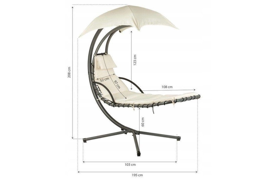 Hangende ligstoel tuin - met parasol - beige