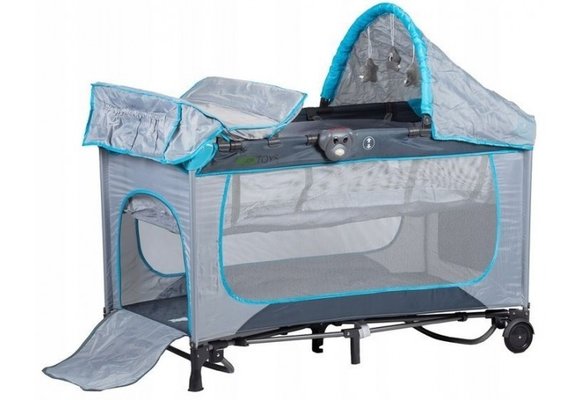 Reisbedje met klamboe zijkanten - opvouwbaar - grijs