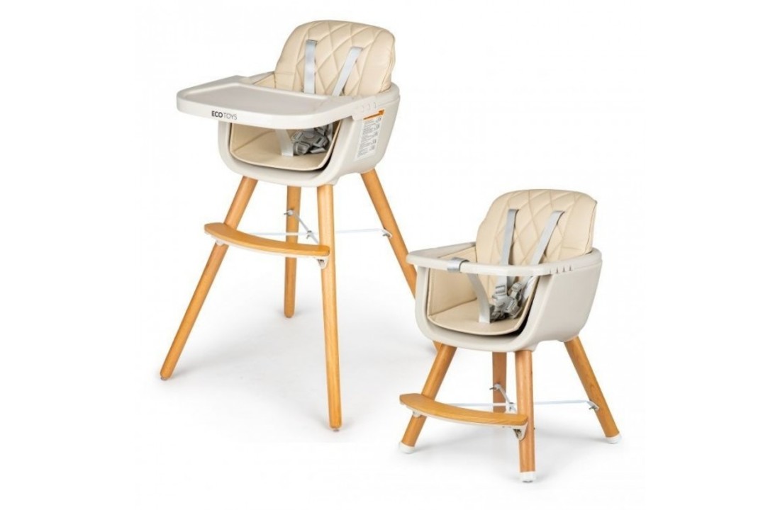Babystoel in hoogte verstelbaar - beige - afneembaar blad