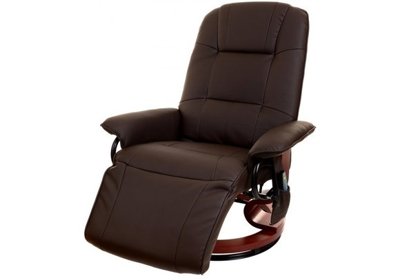 Fauteuil met massage, verwarming en voetensteun - bruin kunstleer