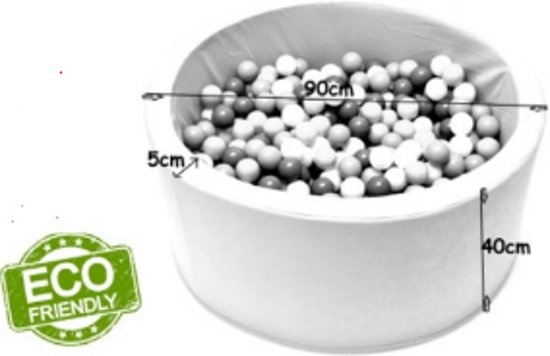 Ballenbak grijs 90x40 cm met 200 ballen Ø 7 cm - stevig ballenbad