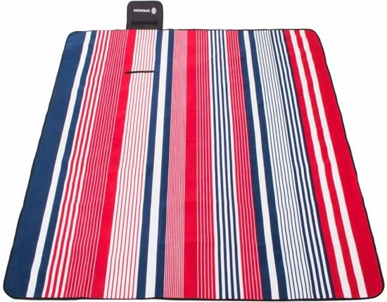 Picknickdeken - 200x200 cm - fleece - gestreept patroon