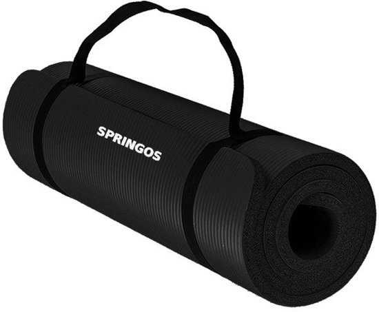 Fitness mat - Zwart - 180cm x 60cm x 1cm
