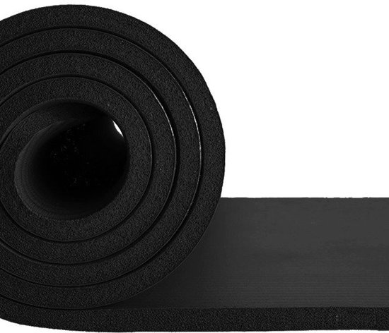Fitness mat - Zwart - 180cm x 60cm x 1cm