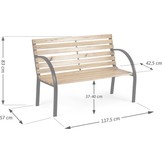 Parkbank met rugleuning 117,5 x 83 x 57 cm klassiek - gepoedercoat