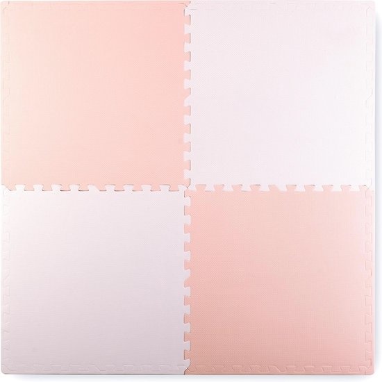 Puzzel speelmat voor kinderen - zachte schuimmat - 120x120 cm - roze & wit