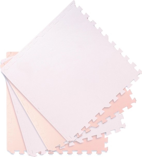 Puzzel speelmat voor kinderen - zachte schuimmat - 120x120 cm - roze & wit