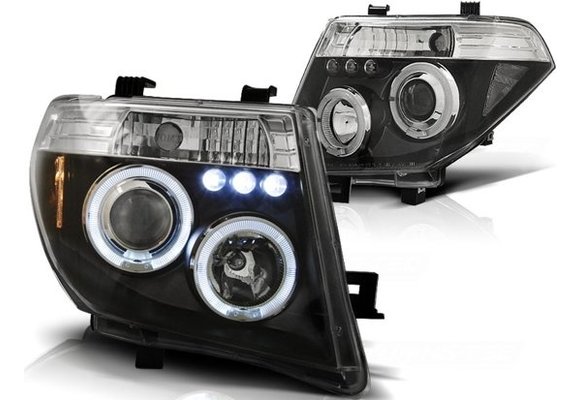Koplampen dual halo rims NISSAN NAVARA D40/PATHFINDER 05-10 ANGEL EYES ZWART