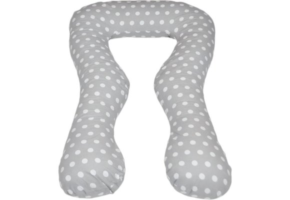Voedingskussen zwangerschapskussen 300 cm - grijs met witte stippen