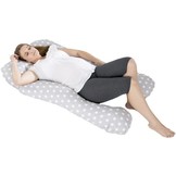 Voedingskussen zwangerschapskussen 300 cm - grijs met witte stippen