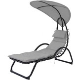 Relax Tuinstoel grijs met parasol 189x73 cm