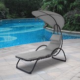 Relax Tuinstoel grijs met parasol 189x73 cm