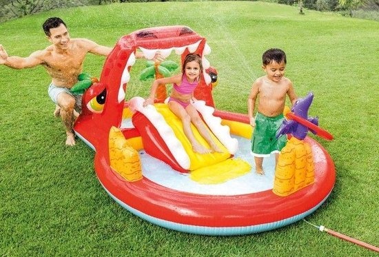 Opblaas peuter zwembad - draken bad - met glijbaan