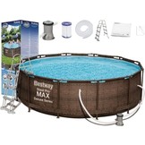 Bestway Steel Pro Max 549x122 cm - veel accessoires - Rattan look buitenkant