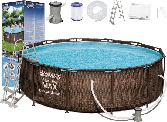 Bestway Steel Pro Max 549x122 cm - veel accessoires - Rattan look buitenkant