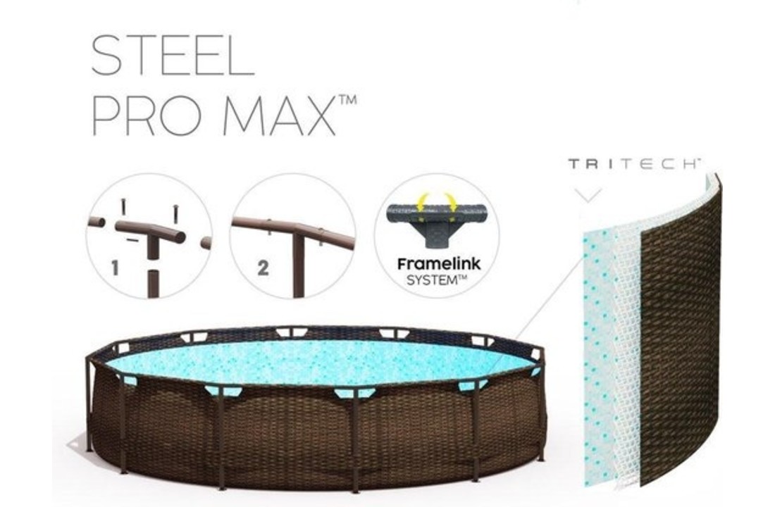 Bestway Steel Pro Max - 549x122 cm - inclusief heel veel accessoires - Rattan look buitenkant - opzetzwembad
