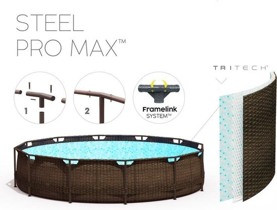 Bestway Steel Pro Max 549x122 cm - veel accessoires - Rattan look buitenkant