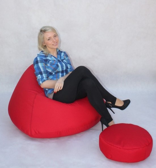 Zitzak Fauteuil XXL rood - Loungestoel Zitkussen Relaxkussen
