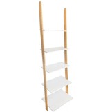 Ladder kast - 5 schappen - wit & bamboe