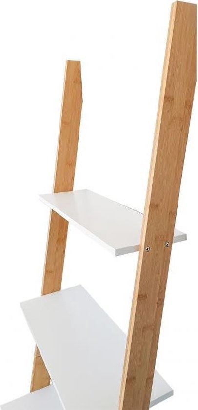 Ladder kast - 5 schappen - wit & bamboe