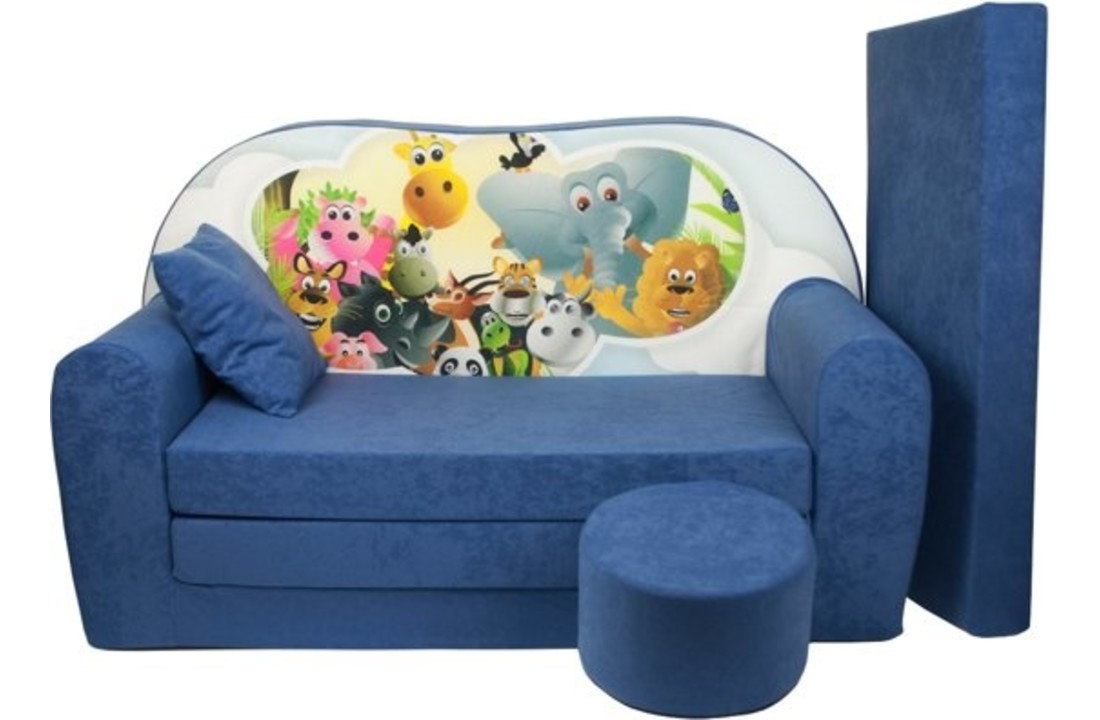 Kinder slaapbank set - logeermatras - sofa - 170 x 100 x 8 - slaapbank - navy blauw - Madagaskar