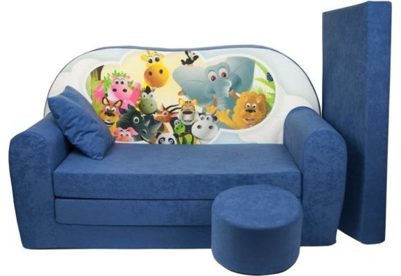 Kinder slaapbank set - logeermatras - sofa - 170 x 100 x 8 - slaapbank - navy blauw - Madagaskar