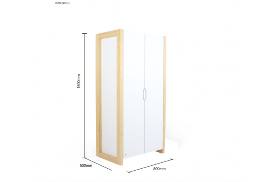 Kinder kledingkast wit 80x50x160 grenenhout