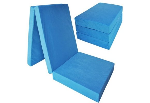 Logeermatras extra dik - blauw - camping matras - reismatras - opvouwbaar matras - 195 x 80 x 15