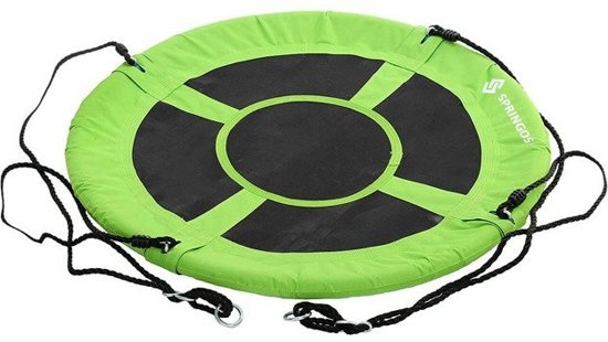 Nestschommel groen van 600D polyester 90 cm diameter schommel inclusief touwen tot 150 kg