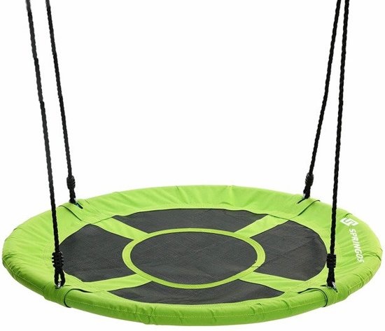 Nestschommel groen van 600D polyester 90 cm diameter schommel inclusief touwen tot 150 kg