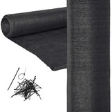 Zichtbreeknet - schaduwnet rol - 90 procent - 1.5 x 50 m - schermgaas zon - privacynet - zwart - incl. montageset - tuin