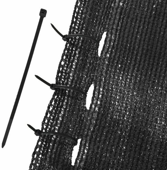 Zichtbreeknet - schaduwnet rol - 90 procent - 1.5 x 50 m - schermgaas zon - privacynet - zwart - incl. montageset - tuin