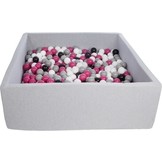 Ballenbak - stevige ballenbad - 120x120 cm - 600 ballen Ø 7 cm - wit, roze, grijs, zwart.