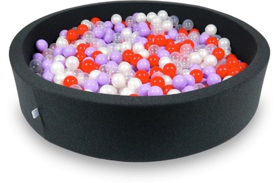 Ballenbak - 600 ballen - 130 x 30 cm - ballenbad - rond zwart