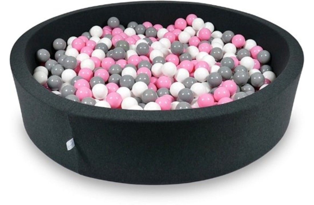 Ballenbak - 600 ballen - 130 x 30 cm - ballenbad - rond zwart