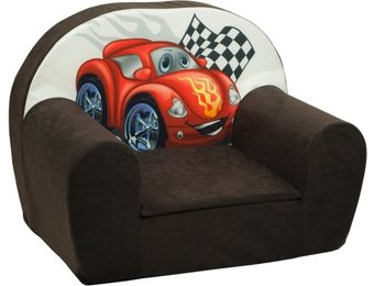 Luxe kinderstoel - kinderfauteuil - sofa - 60 x 45 - bruin - cars