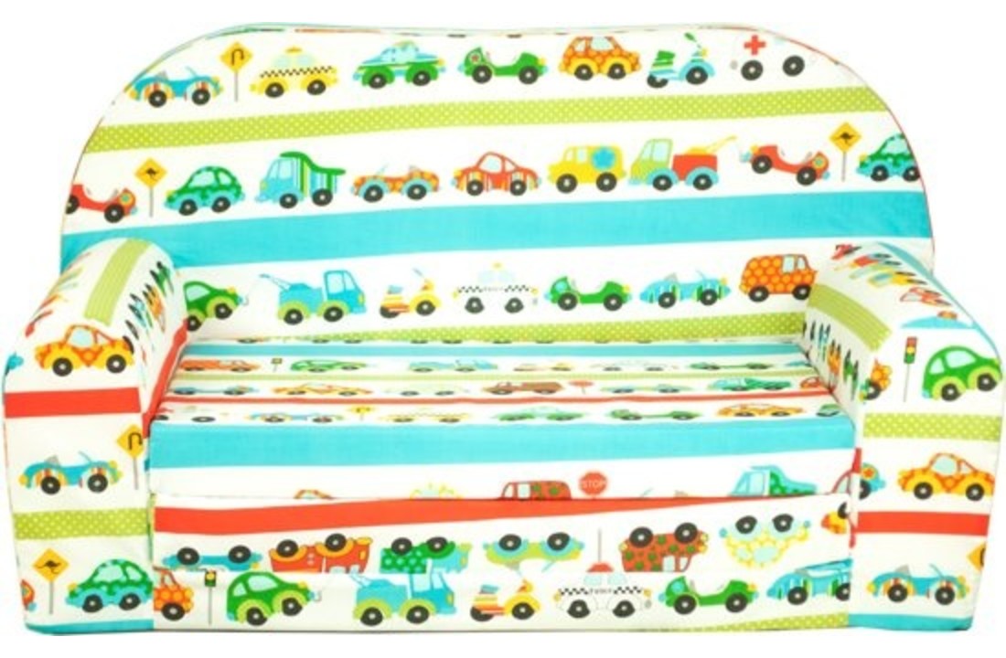 Kinder Slaapbank en logeerbed in één - 85cm x 60cm - Auto's gekleurd