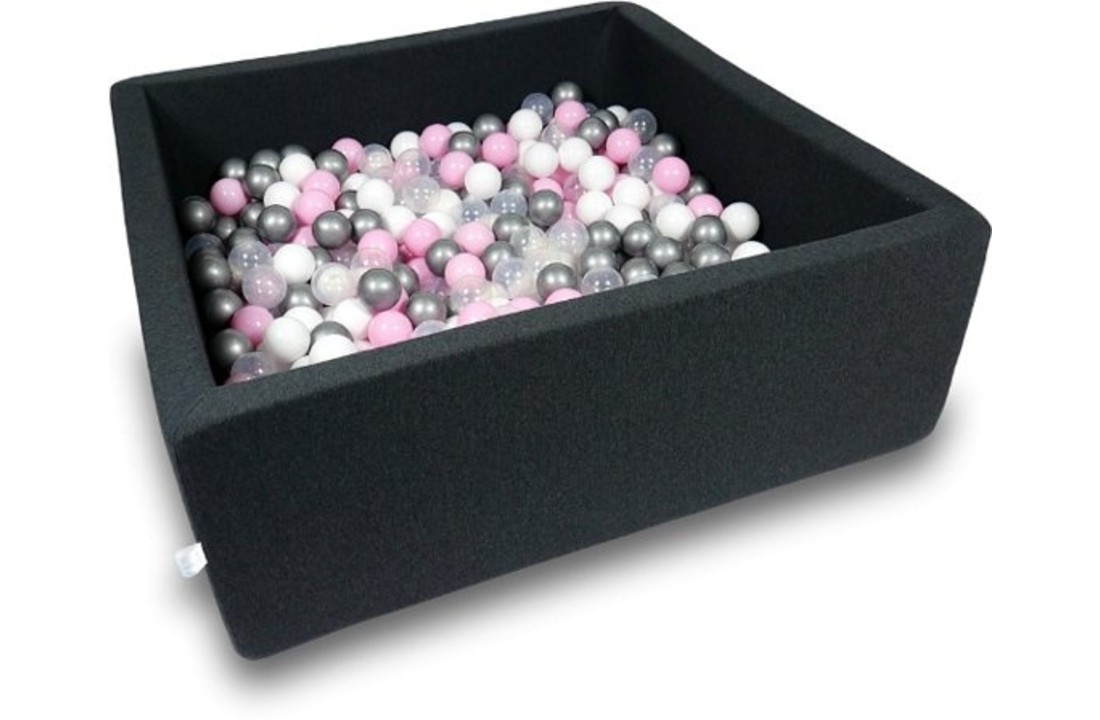 Ballenbak - 600 ballen - 110 x 110 cm - ballenbad - vierkant zwart